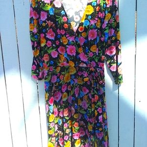 Vintage floral surplice dress size L
